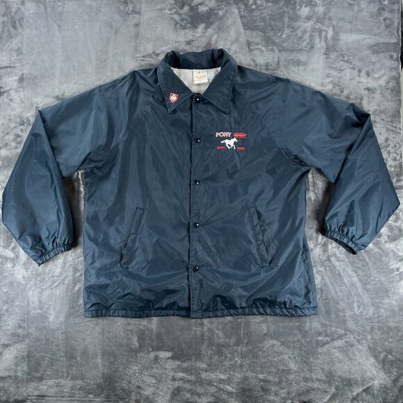 Auburn Sportswear Nylon Coach Jacket Men XL Pony Baseball Softball Vintage 80's - Picture 11 of 16